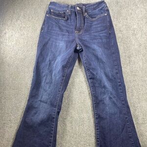 Lucky Brand Flare High Rise Dark Wash Blue Denim Button Zip 5-Pocket Jeans Women